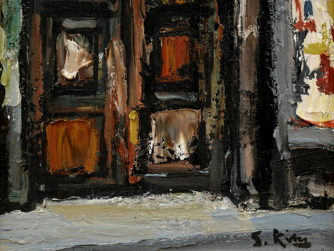 木村捷司「パリ街景」油絵・F3号 絵画買取・販売の小竹美術