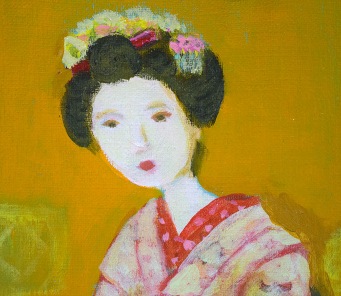 杢田たけを「舞妓」油絵・F4号 絵画買取・販売の小竹美術