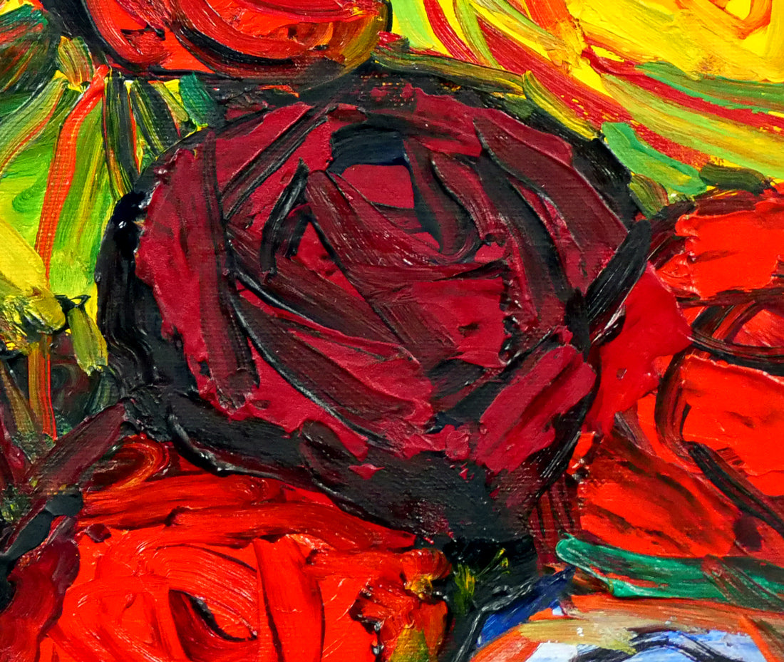 野間仁根「薔薇」油絵・F6号 絵画買取・販売の小竹美術