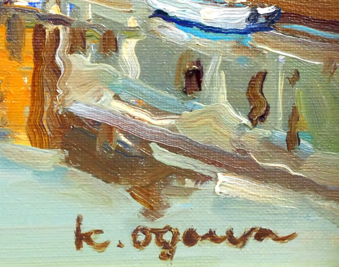 小川清「小樽運河」油絵・F4号 絵画買取・販売の小竹美術