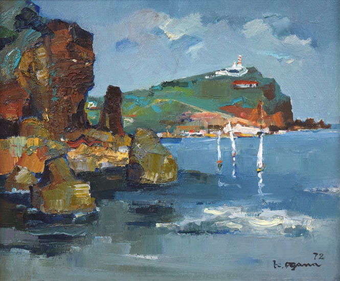 小川清「小樽祝津風景」油絵・F8号 絵画買取・販売の小竹美術