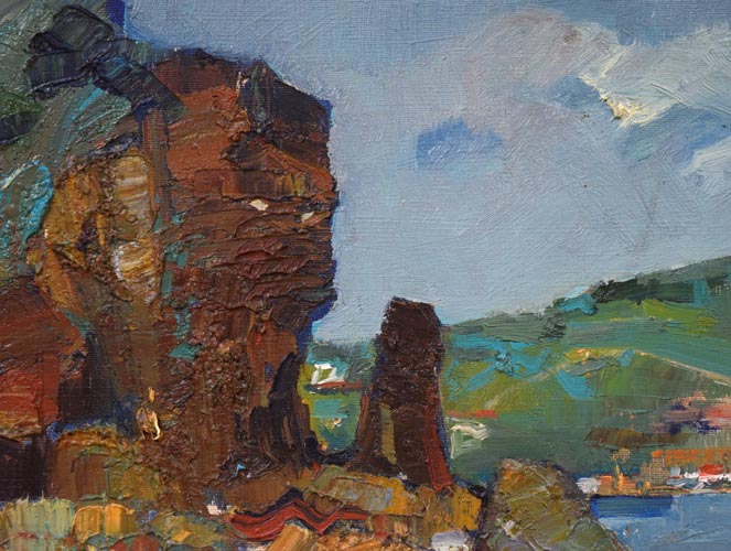 小川清「小樽祝津風景」油絵・F8号 絵画買取・販売の小竹美術