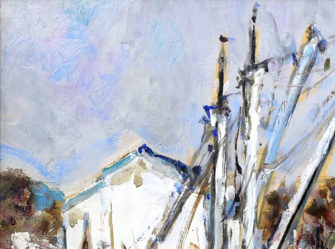 岡本肇「網走港（北海道）」油絵・F6号 絵画買取・販売の小竹美術