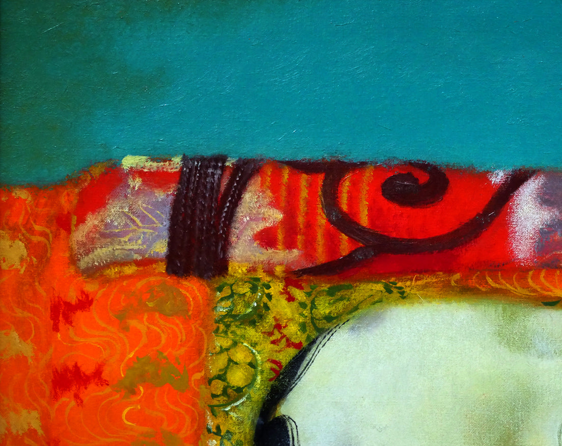 奥谷博「能面」油絵・F5号 絵画買取・販売の小竹美術