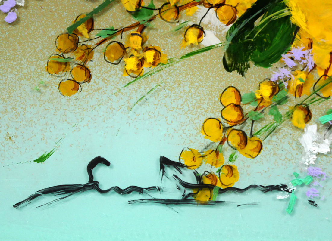 大野剛正「ほのかな香り（黄色い花）」アクラス画（油彩）・5号 絵画