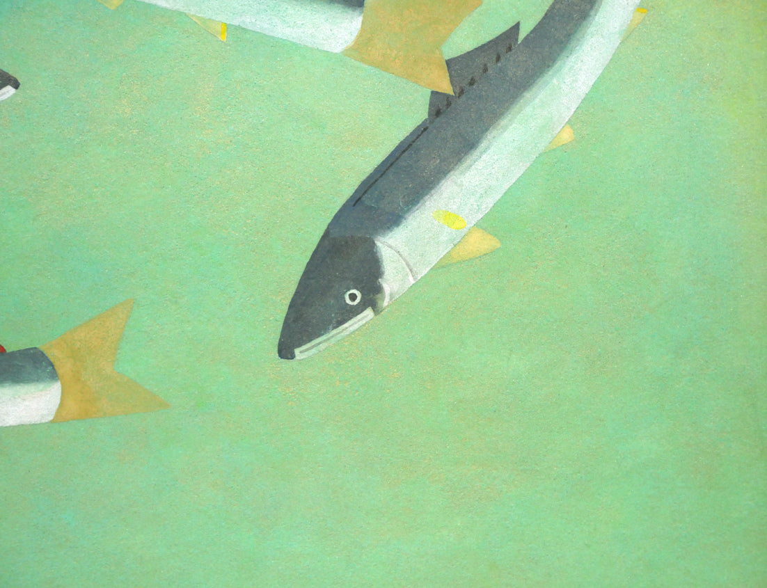 尾山幟「鮎」日本画・P8号 絵画買取・販売の小竹美術
