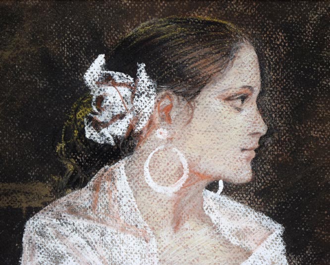 斎藤三郎「セビリアの娘」パステル画・10号 絵画買取・販売の小竹美術