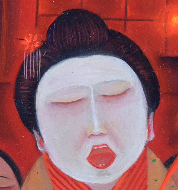 斎藤真一「門付〔かどづけ〕（ 越後瞽女〔ごぜ〕日記より）」油絵・F0