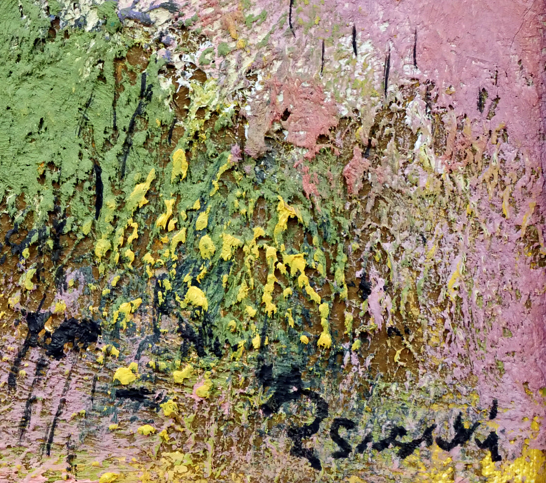 佐々木栄松「釧路湿原（金縁）」油絵・F3号 絵画買取・販売の小竹美術