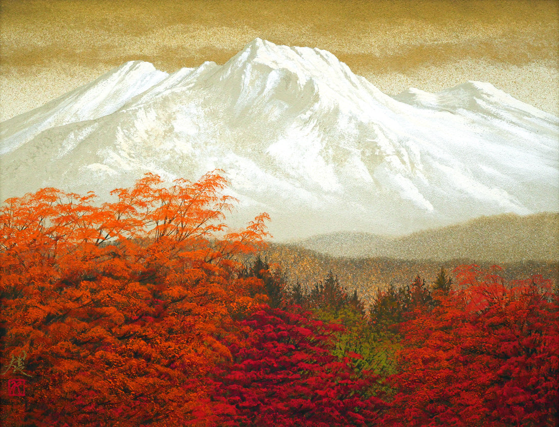 清水規「妙高山秋彩」日本画・P10号 絵画買取・販売の小竹美術