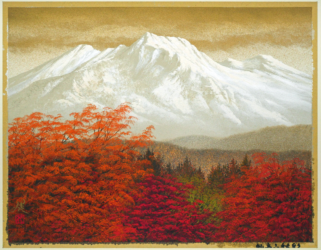清水規「妙高山秋彩」日本画・P10号 絵画買取・販売の小竹美術