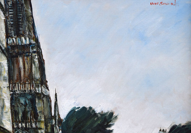 園田郁夫「パリ風景（セーヌ河畔）」油絵・F10号 絵画買取・販売の小竹美術