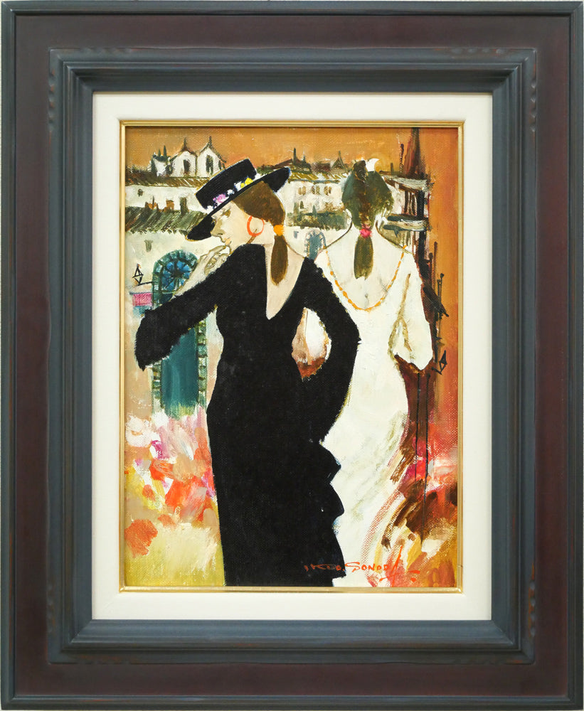 園田郁夫「想い」油絵・F4号 絵画買取・販売の小竹美術