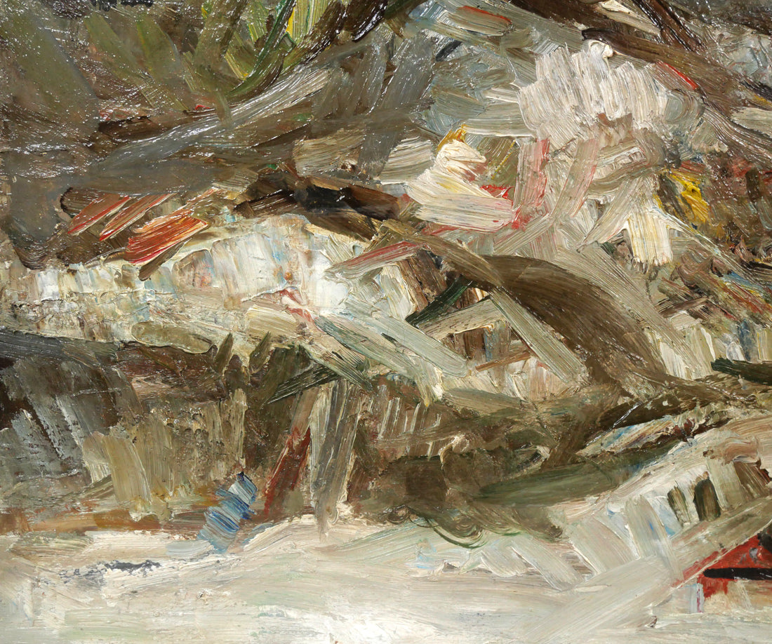 砂田友治「雪の藻岩山」油絵・F8号 絵画買取・販売の小竹美術