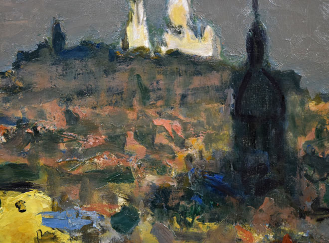 田辺三重松「サクレクール眺望（パリ）」油絵・F10号 絵画買取・販売の