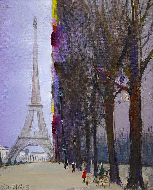 田中亜木男「早春パリ」油絵・F3号 絵画買取・販売の小竹美術