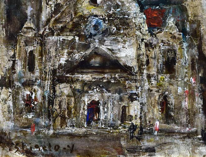 山田茂人「聖堂」油絵・F6号 絵画買取・販売の小竹美術