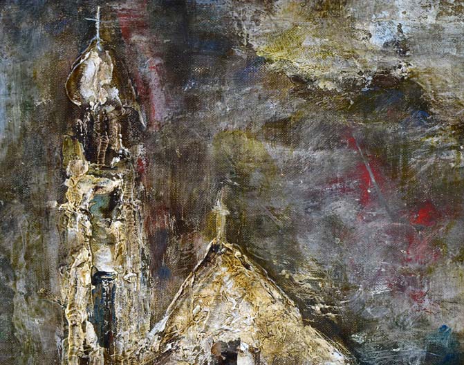 山田茂人「聖堂」油絵・F6号 絵画買取・販売の小竹美術