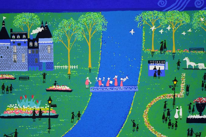 吉岡浩太郎「緑の町」シルクスクリーン版画 絵画買取・販売の小竹美術