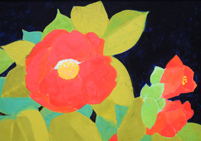 浅野天鐘「椿」日本画・F3号 絵画買取・販売の小竹美術