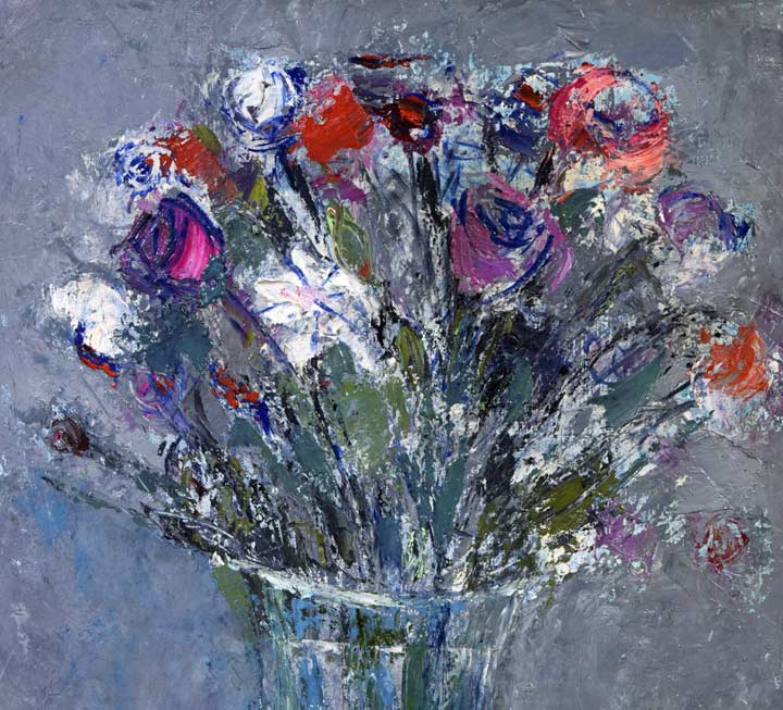 蛯子善悦「花」油絵・F8号 絵画買取・販売の小竹美術