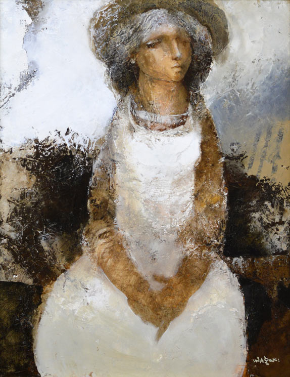 稲垣昌紀「白い服の少女」油絵・P10号 絵画買取・販売の小竹美術