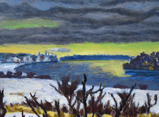 小荒井克己「石狩川畔（冬）」油絵・F8号 絵画買取・販売の小竹美術