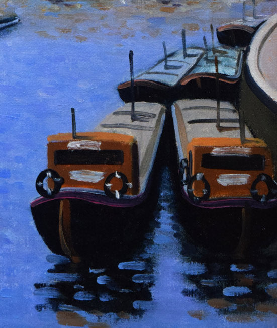 松本剛一「セーヌ河（フランス）」油絵・F4号 絵画買取・販売の小竹美術