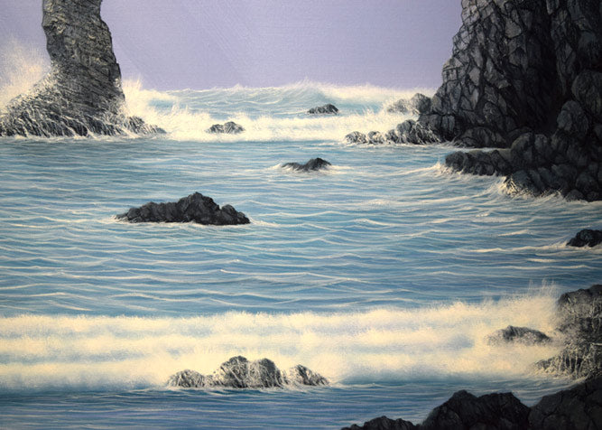 森田哲隆「積丹岬（女郎子岩）」油絵・F50号 絵画買取・販売の小竹美術