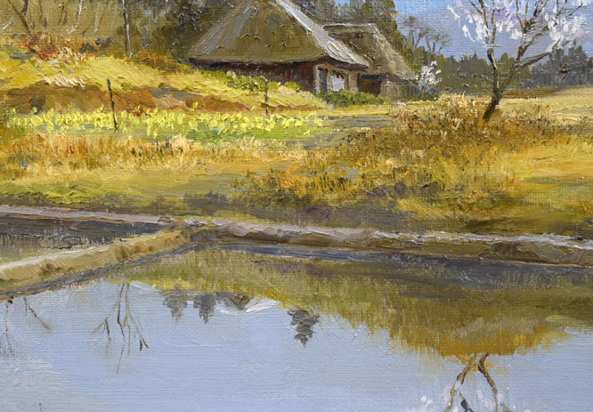 佐間田敏夫「八ヶ岳の春」油絵・F4号 絵画買取・販売の小竹美術