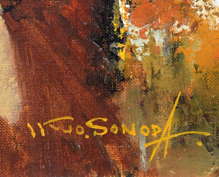 園田郁夫「想い」油絵・F4号 絵画買取・販売の小竹美術