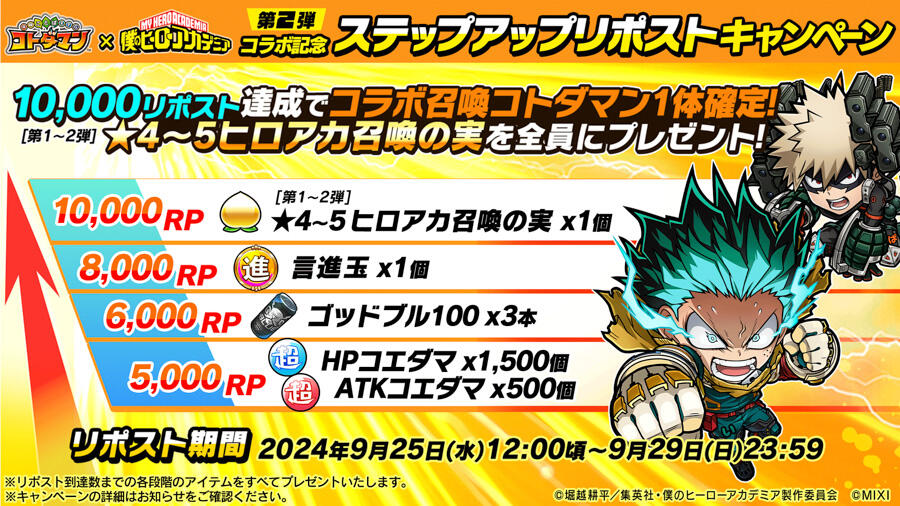 TVアニメ『僕のヒーローアカデミア』コラボ第2弾開催記念キャンペーン