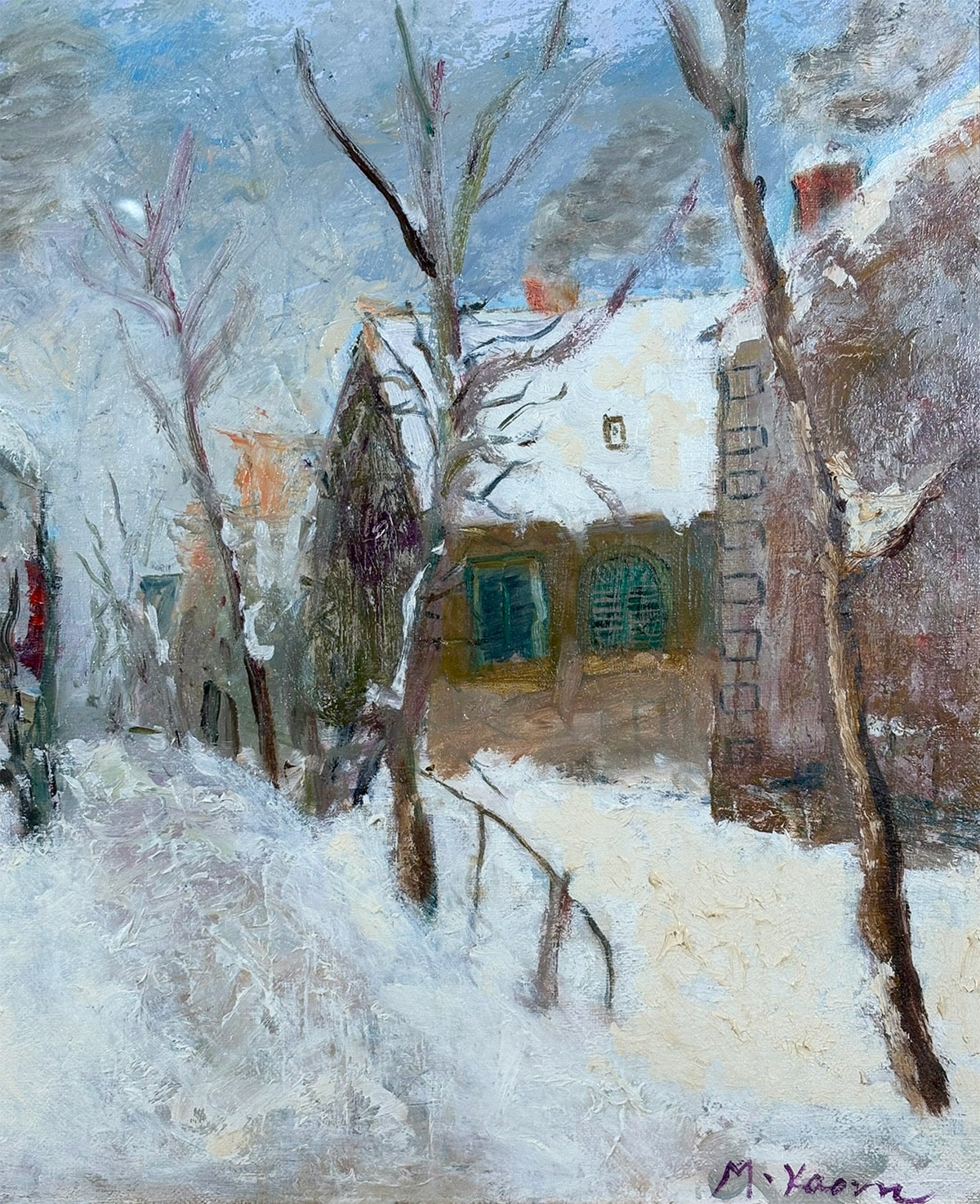 冬景色｜額（油彩・8号）｜新・古美術 高美堂（こうびどう）｜掛軸販売