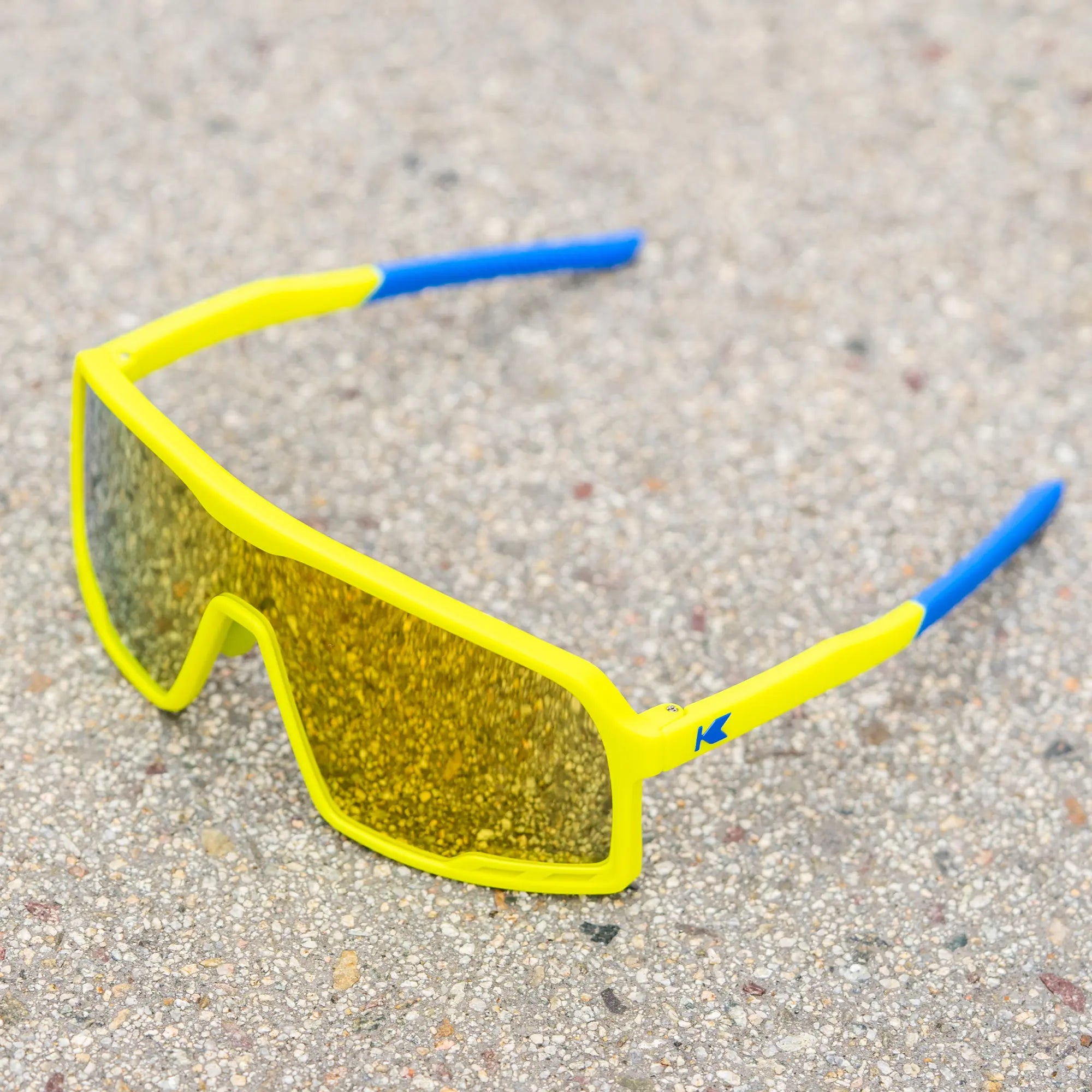 Yellow Wraparound Shield Sport Sunglasses w/ Non-Polarized Yellow Lens