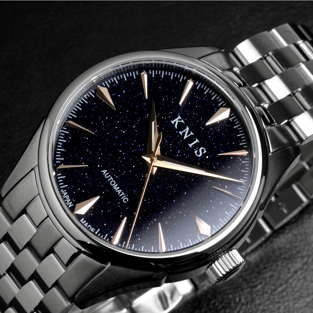 KNIS アベンチュリンダイヤル 日本製 自動巻き 腕時計 メンズ シルバー