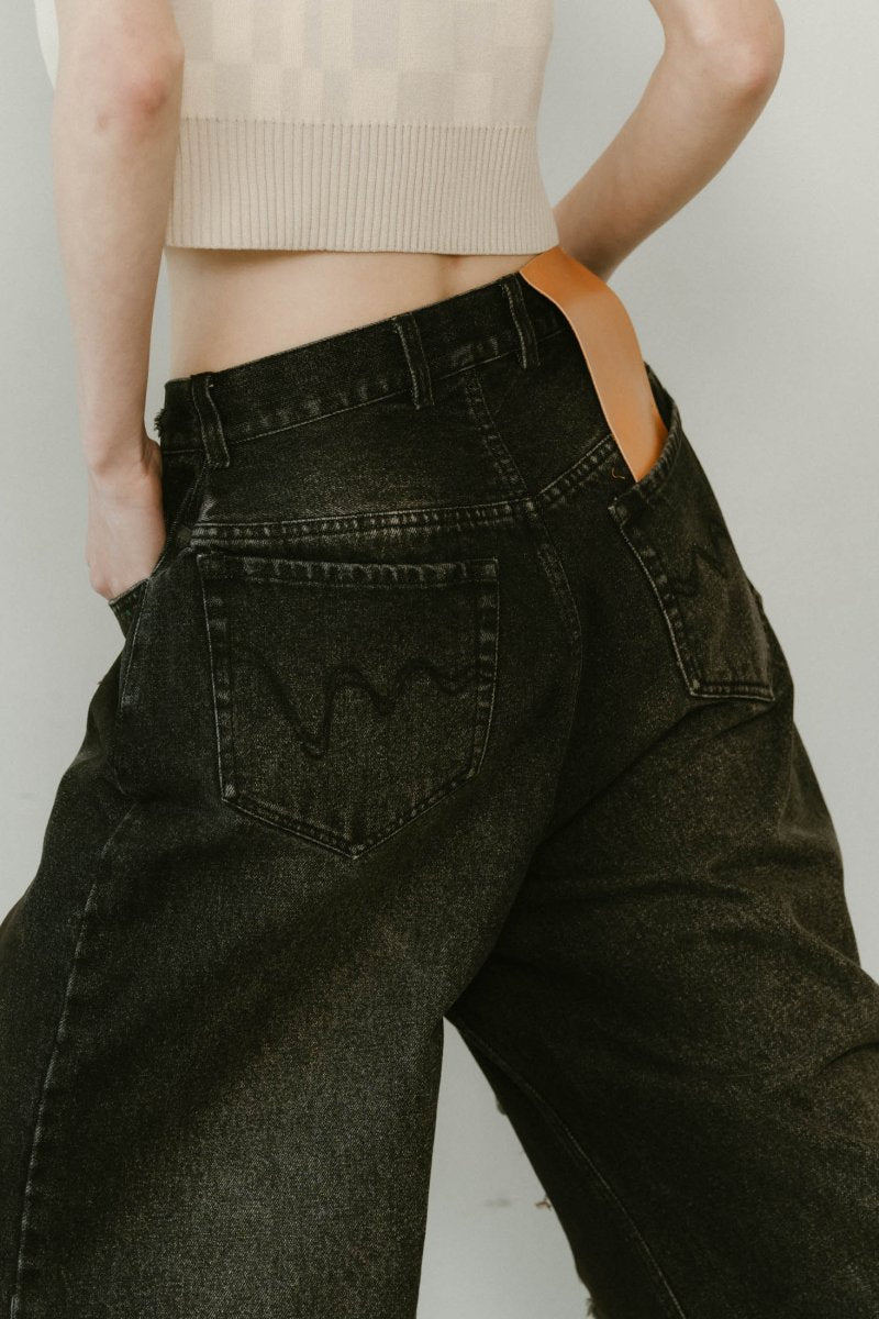 damage denim pants(unisex)/blackwhite | KNUTH MARF