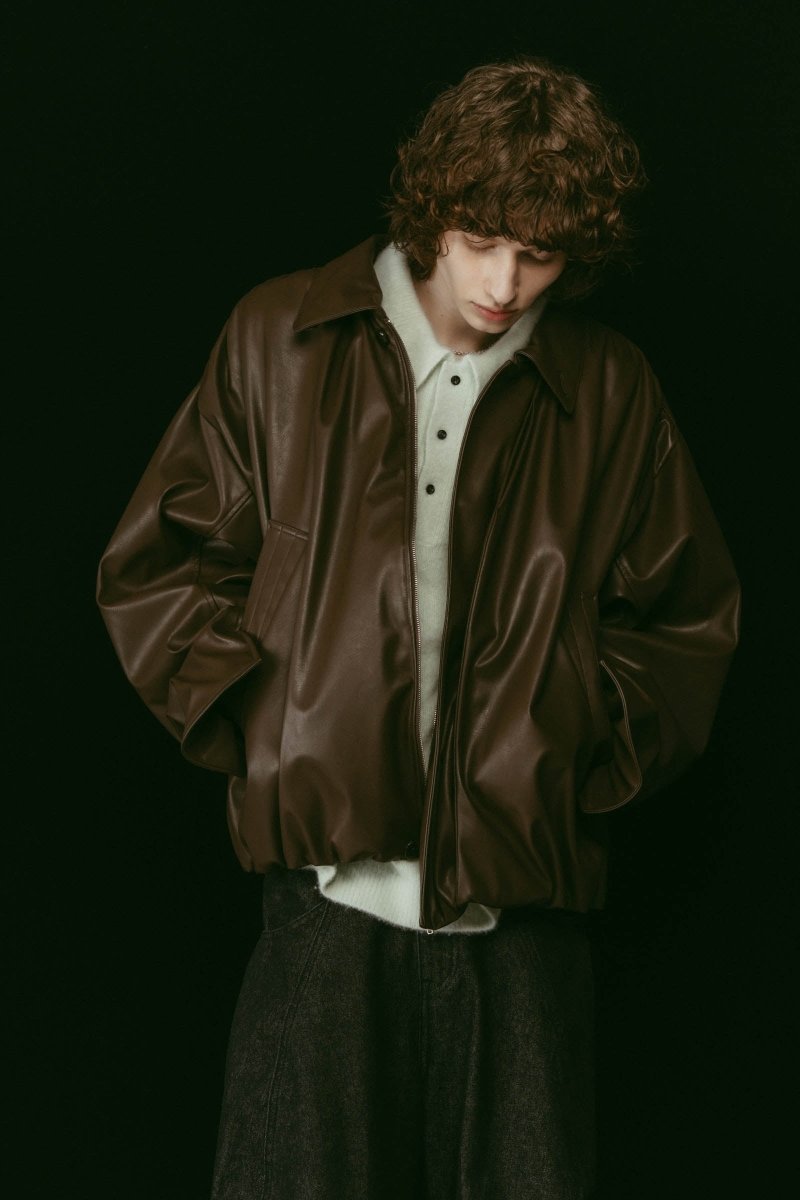 voluminous leather jacket(unisex)/brown | KNUTH MARF