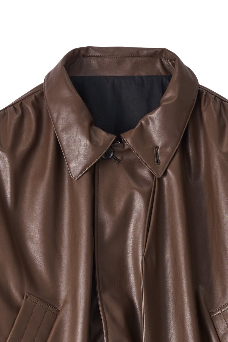 voluminous leather jacket(unisex)/brown | KNUTH MARF