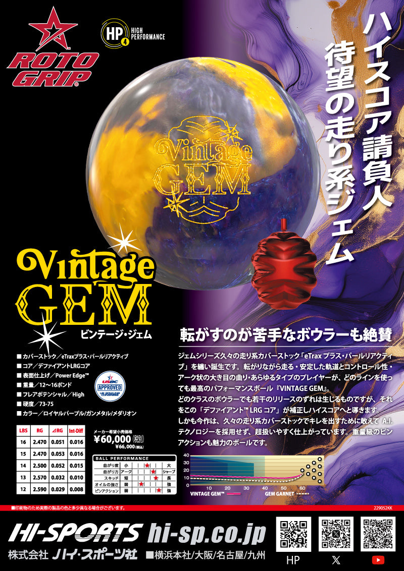 ロトグリップ ビンテージ・ジェム ボウリングボール – 「K Style