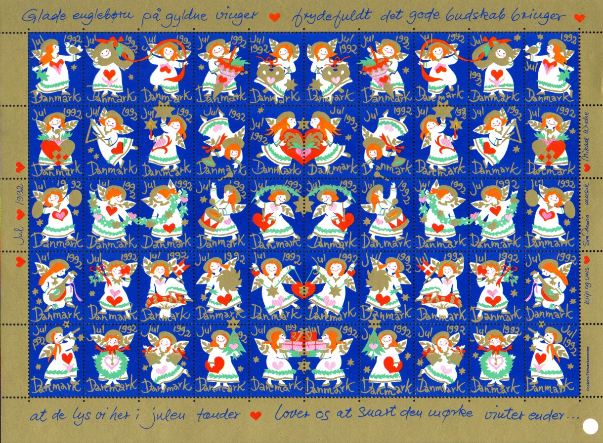 北欧デンマーク クリスマスシール（1992年／1シート50枚） | 北欧雑貨