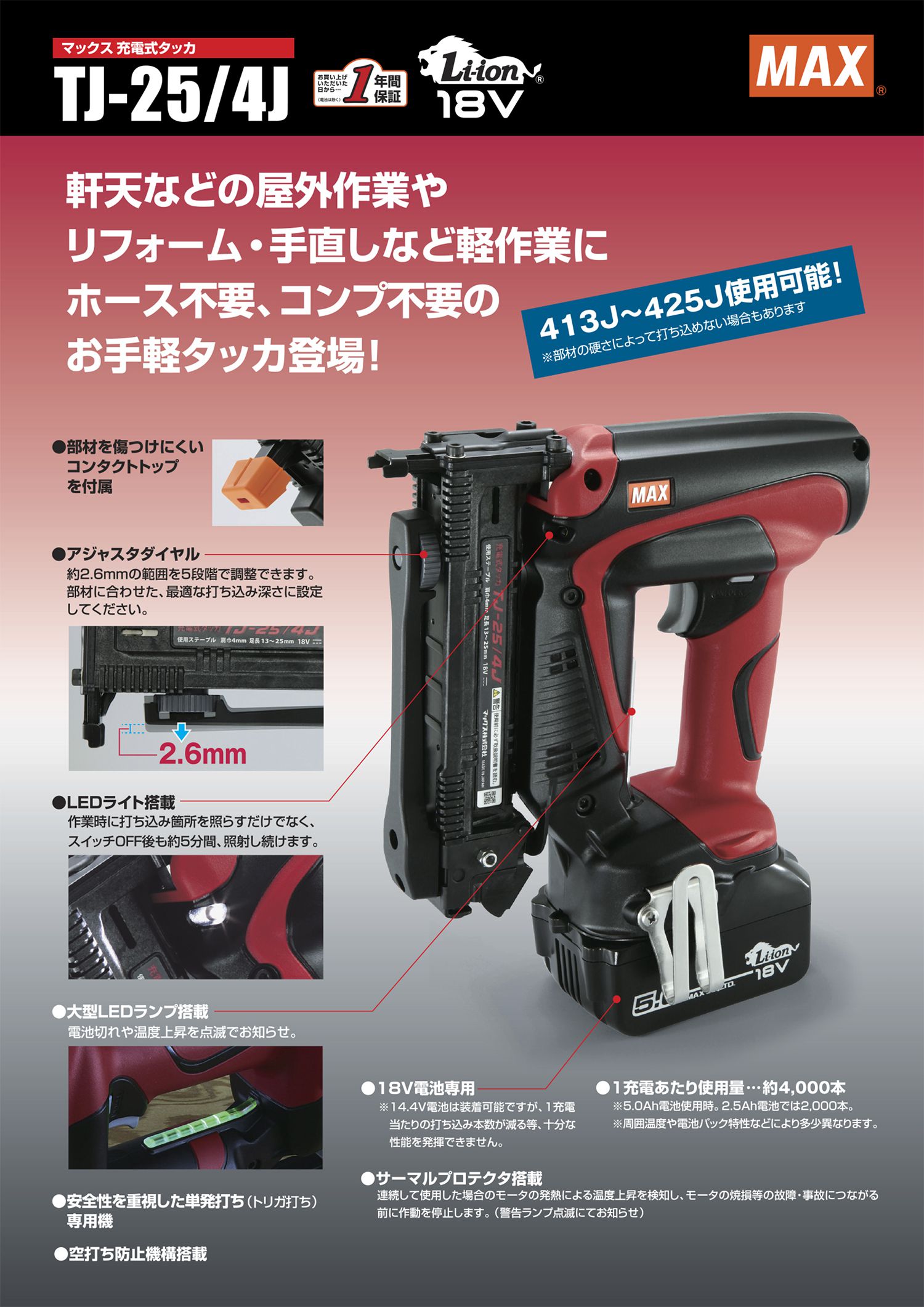 マックス(MAX) TJ-25/4J-BC/1850A 充電式タッカ 送料無料【徹底解説