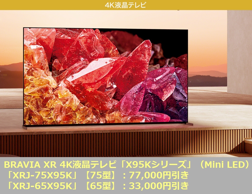 ソニーストアで、2022年モデル Mini LED搭載4K液晶テレビ75型「XRJ