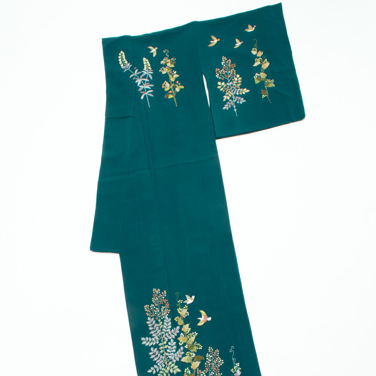 東京ますいわ屋 誂品】 訪問着 友禅 瑞鳥と植物の実 フォレスト