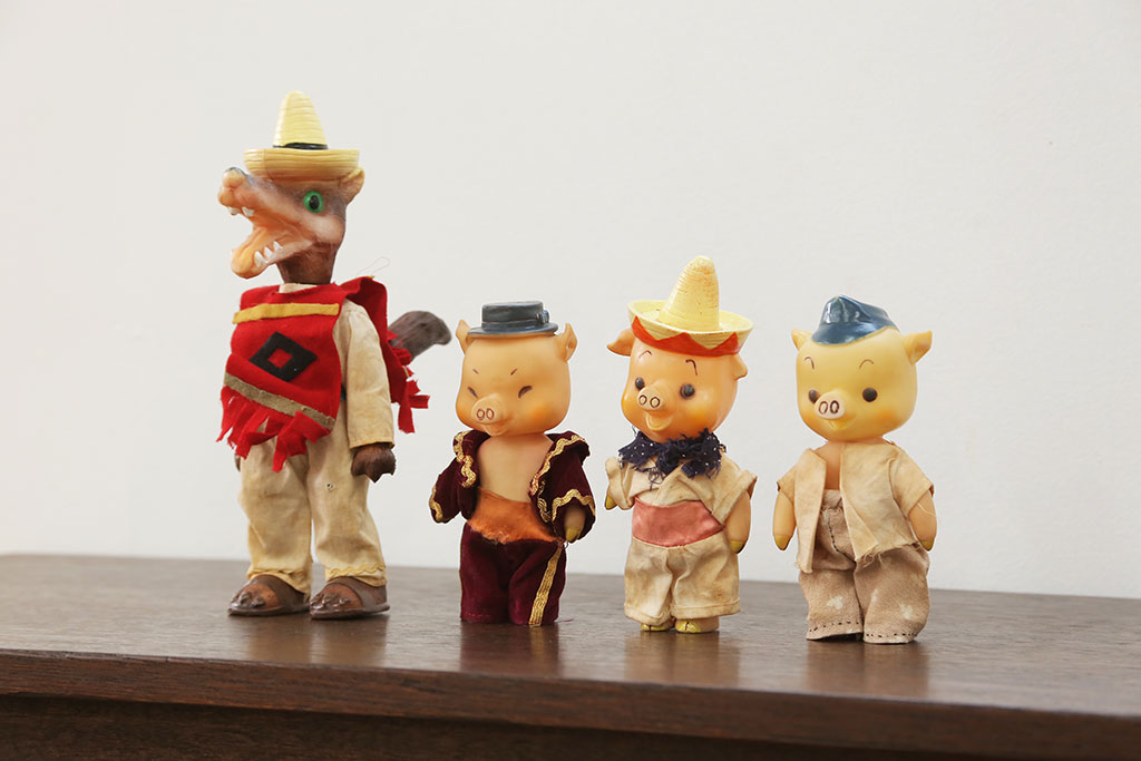 古いNHK人形劇・三匹の子ぶたの人形 - 古道具・古家具買取専門店