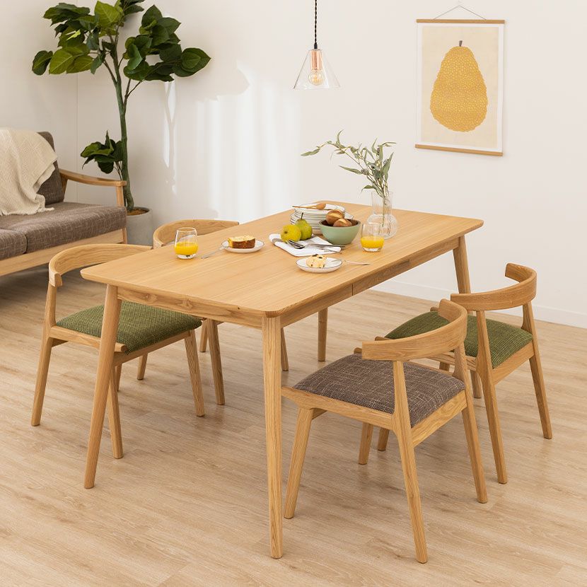 4人用 ダイニングテーブルセット 5点 天然木 木製 食卓テーブル 肘付き