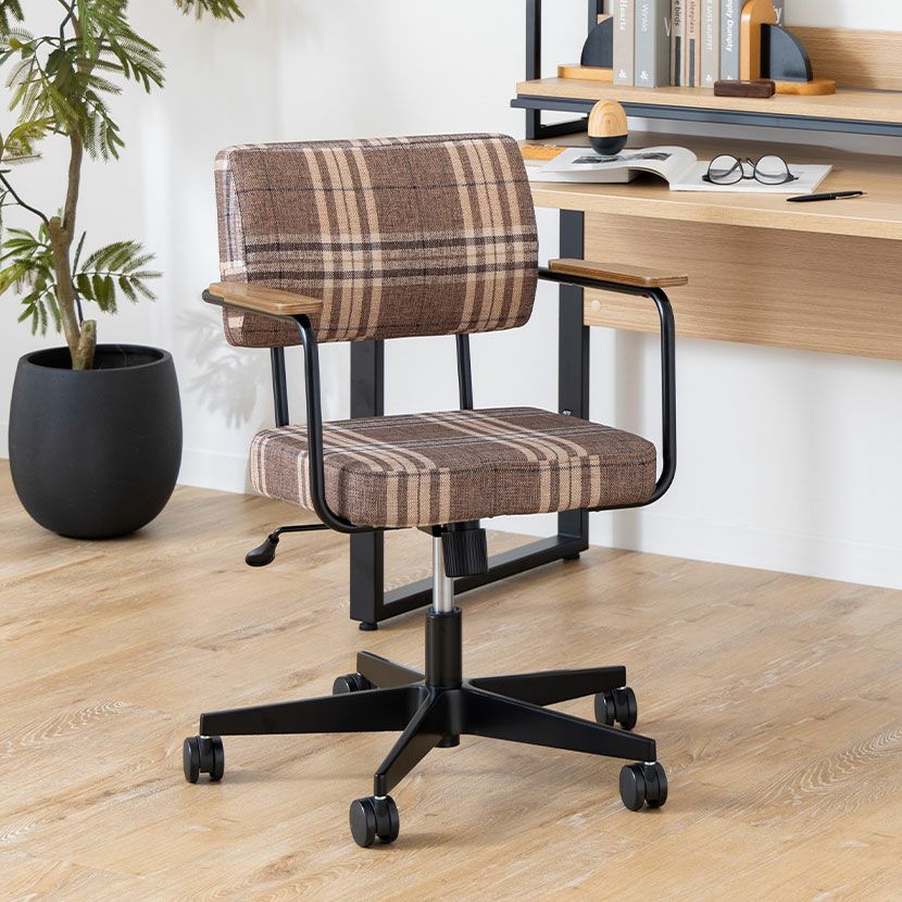 パソコンチェア メティオ2.0 チェック柄 高さ調節 椅子 ロッキング