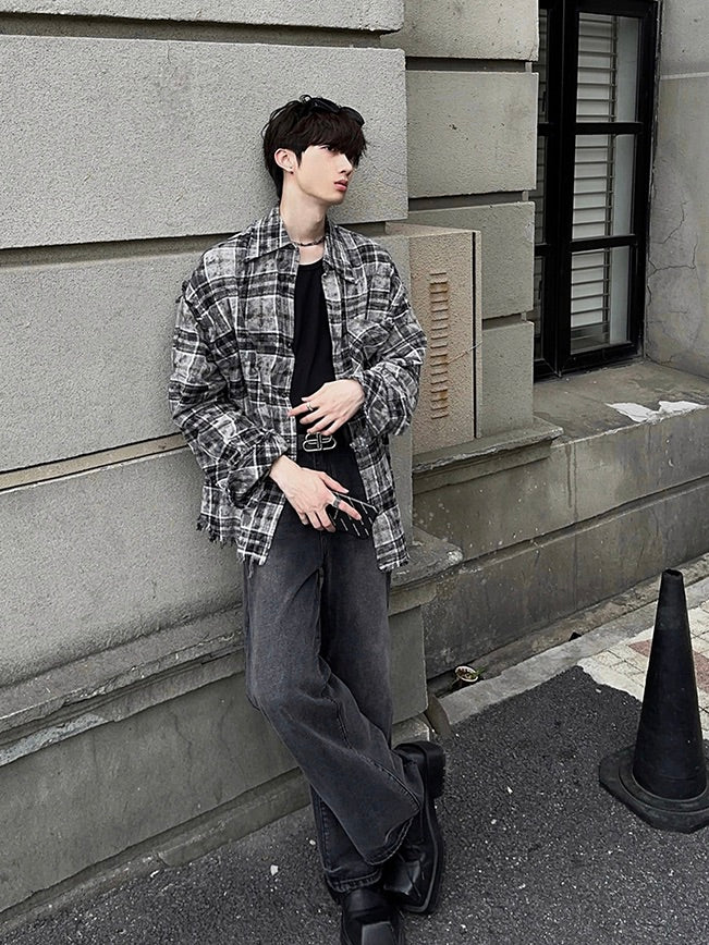 ダメージ加工 コントラスト チェック柄シャツ – KXCK（キックス