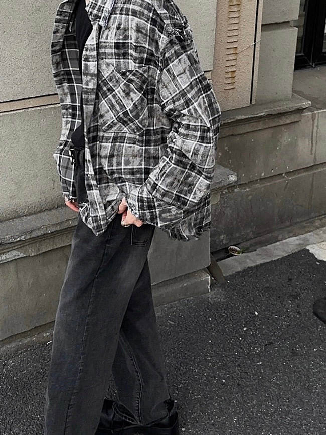 ダメージ加工 コントラスト チェック柄シャツ – KXCK（キックス