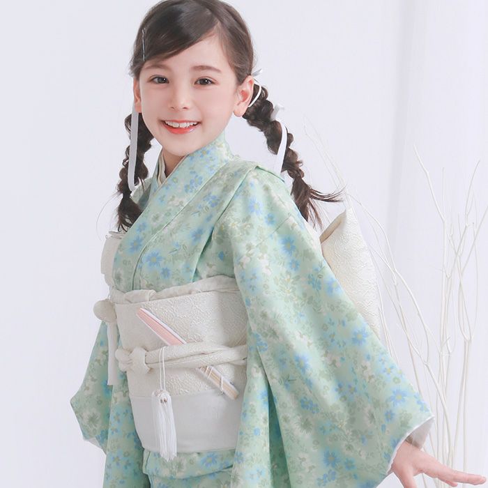 豪華安心15点フルセット】新作 七五三 着物 7歳 女の子 四つ身 くすみ