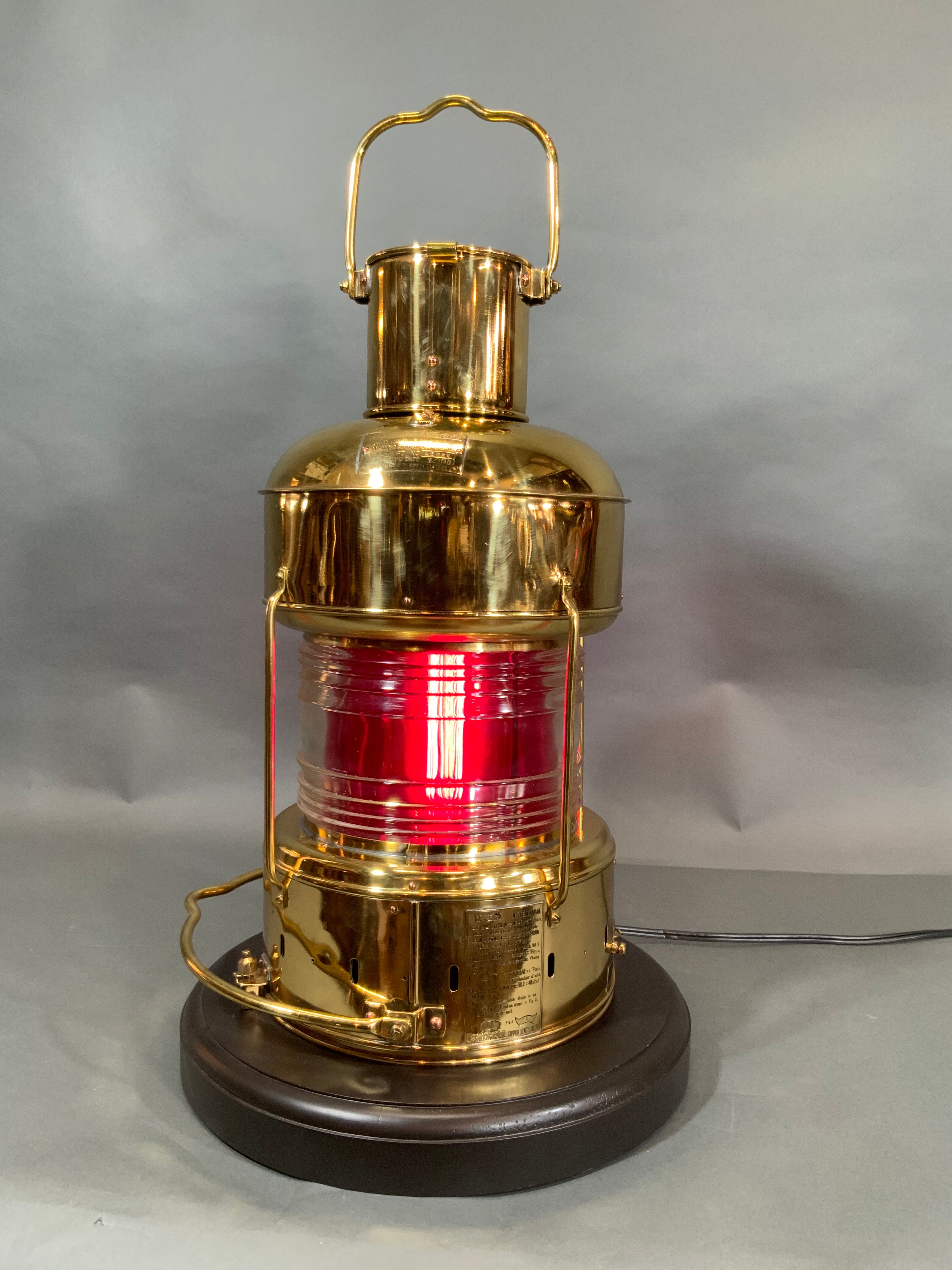 Japanese Ship's Lantern of Solid Brass by Nippon Sento Co. LTD